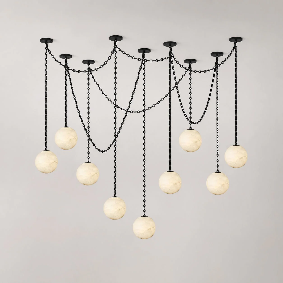 Alabaster Stone Sphere Multi-Light Chandelier