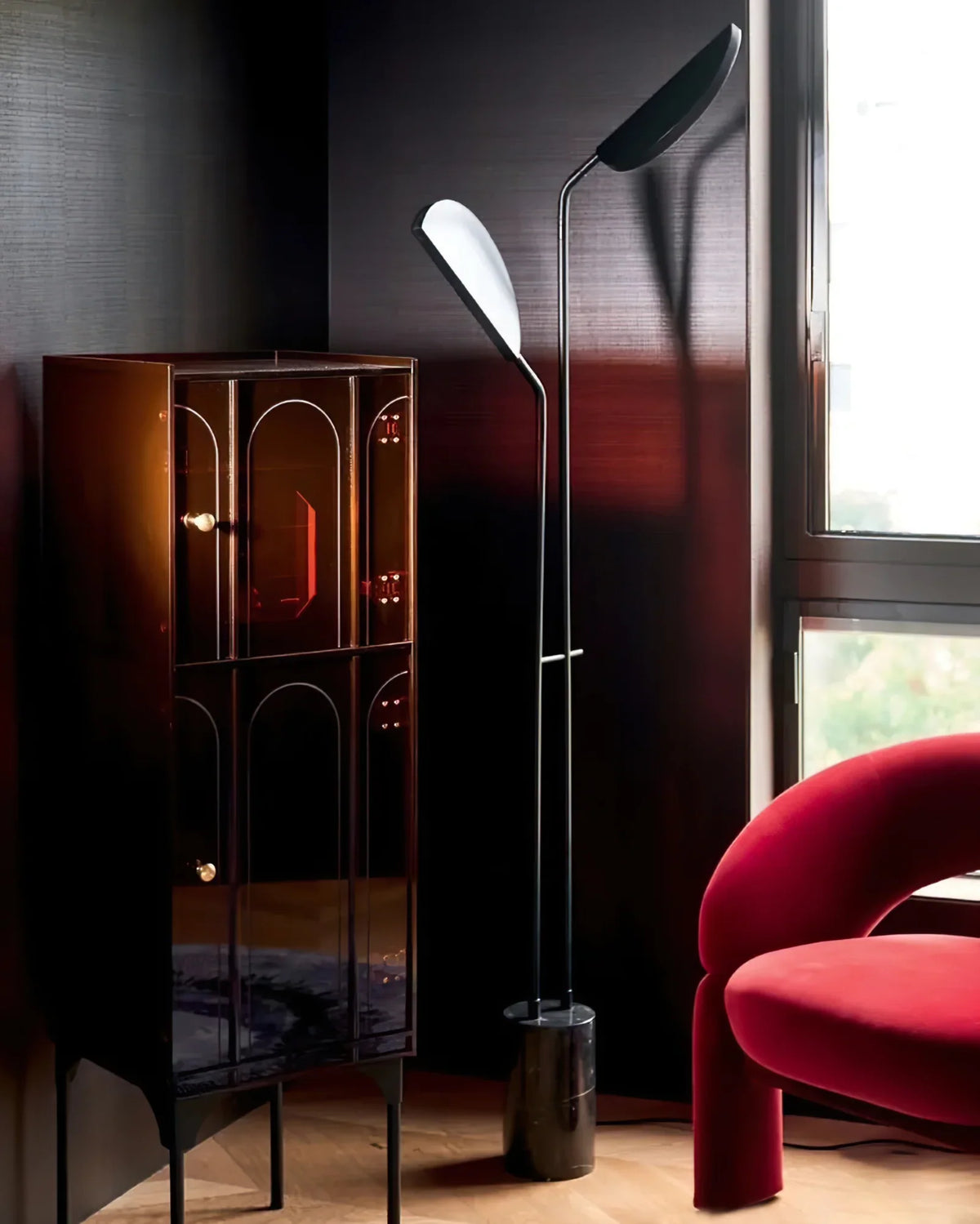 Filo Floor Lamp – Modern Artistic Glass Bead Standing Lamp for Living Room, Black & White
