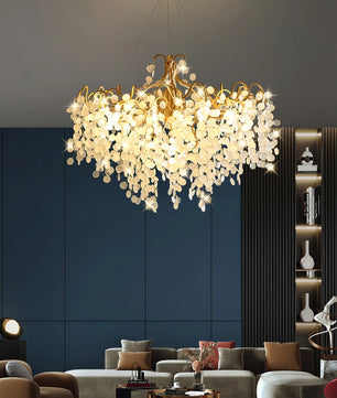 Shiro Noda Round Chandelier – Modern Brass & Glass Globe Ceiling Light for Dining Room