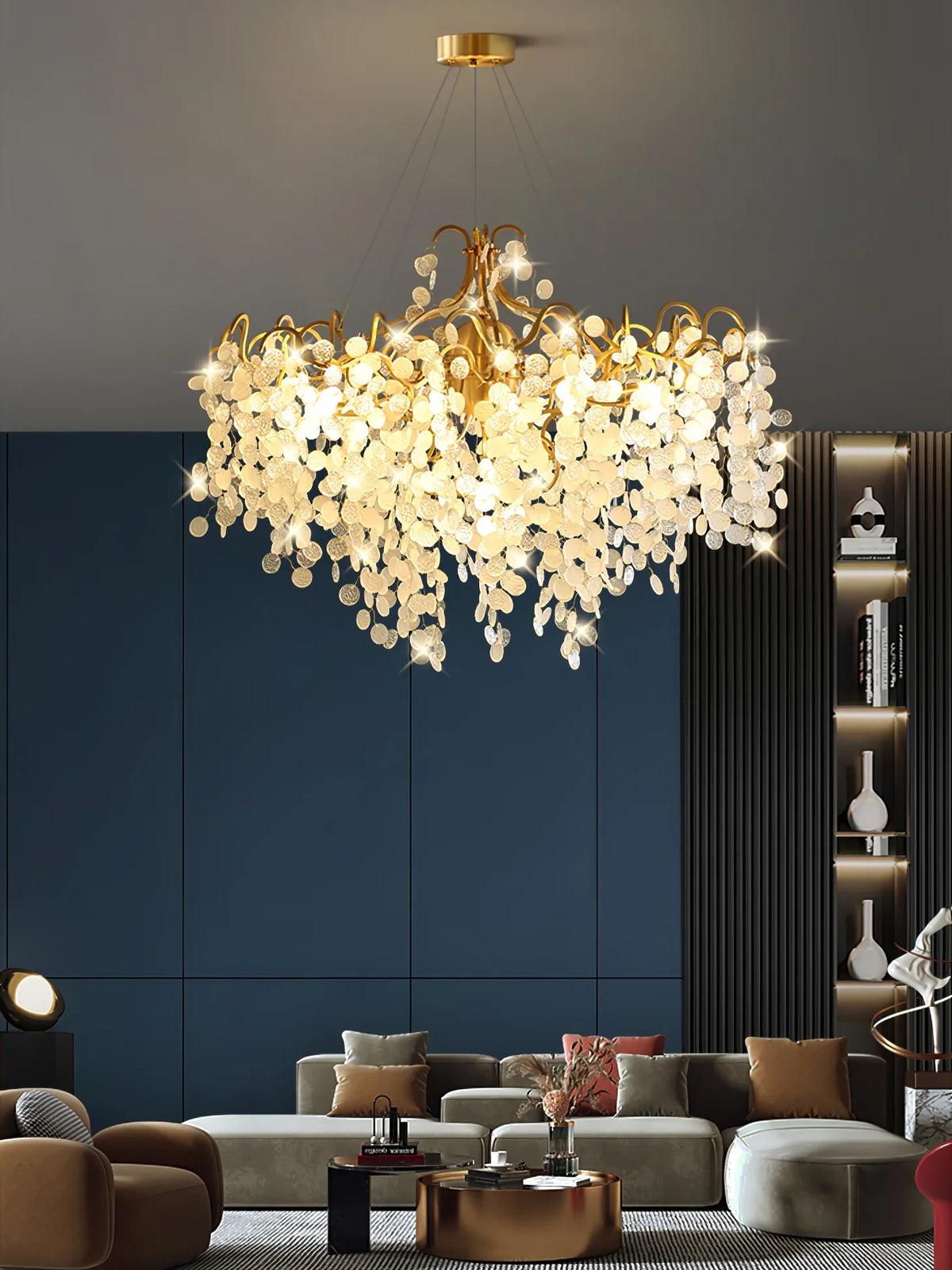 Shiro Noda Round Chandelier – Modern Brass & Glass Globe Ceiling Light for Dining Room