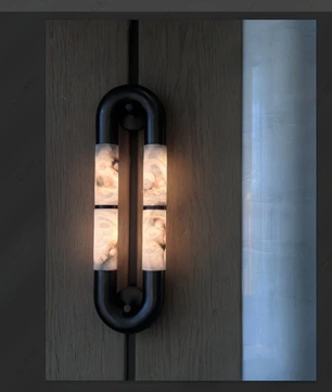 Volterra Dual-Crescent Alabaster Sconce