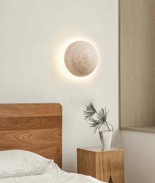 Round Travertine Wall Lamp
