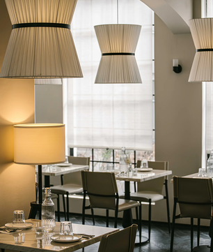 Pleated Linen Hourglass Pendant Light