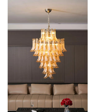 Amber Cloud Murano Glass Petals Chandelier