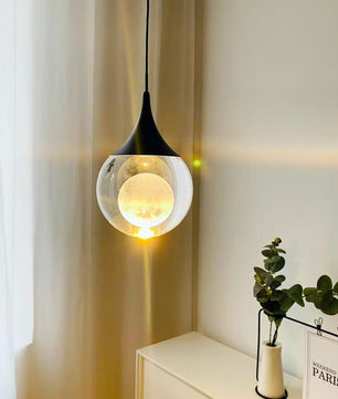 Moon Clear Glass Ball Pendant Light