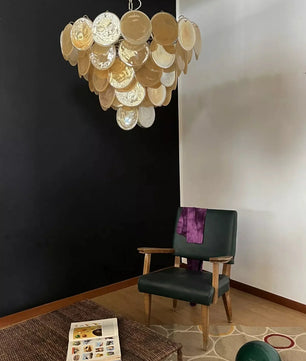 Vintage Yellow Round Murano Chandelier