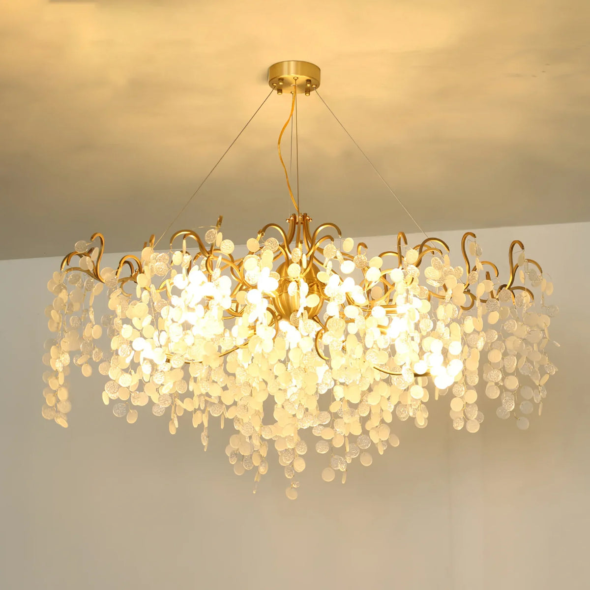 Shiro Noda Round Chandelier – Modern Brass & Glass Globe Ceiling Light for Dining Room