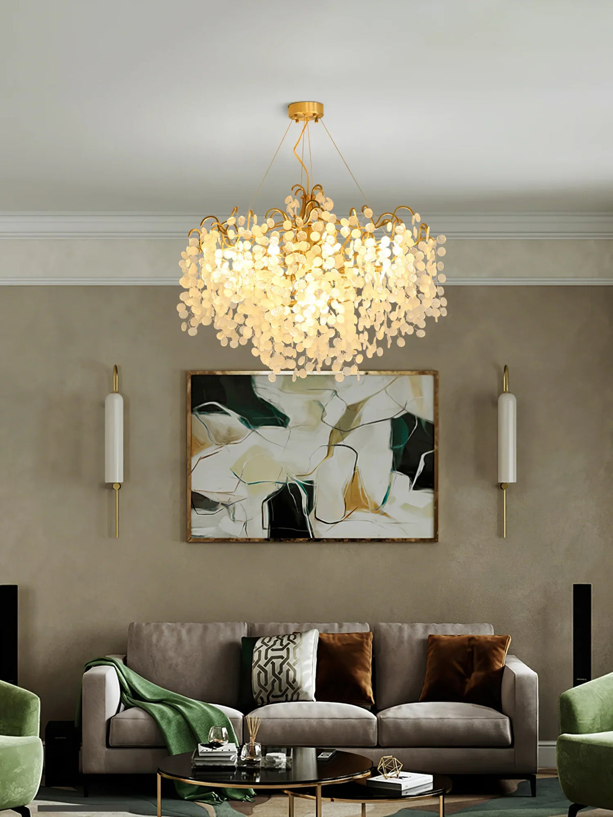 Shiro Noda Round Chandelier – Modern Brass & Glass Globe Ceiling Light for Dining Room