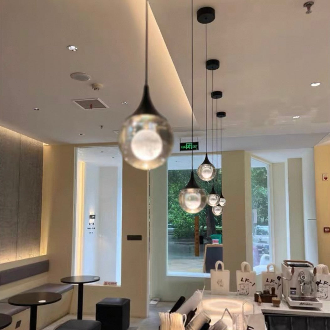 Moon Clear Glass Ball Pendant Light