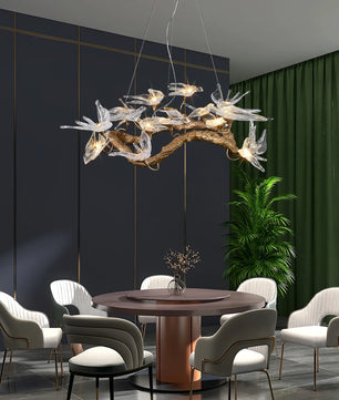 Swallow Chandelier – Modern Gold Ring LED Ceiling Light for Dining Room & Foyer