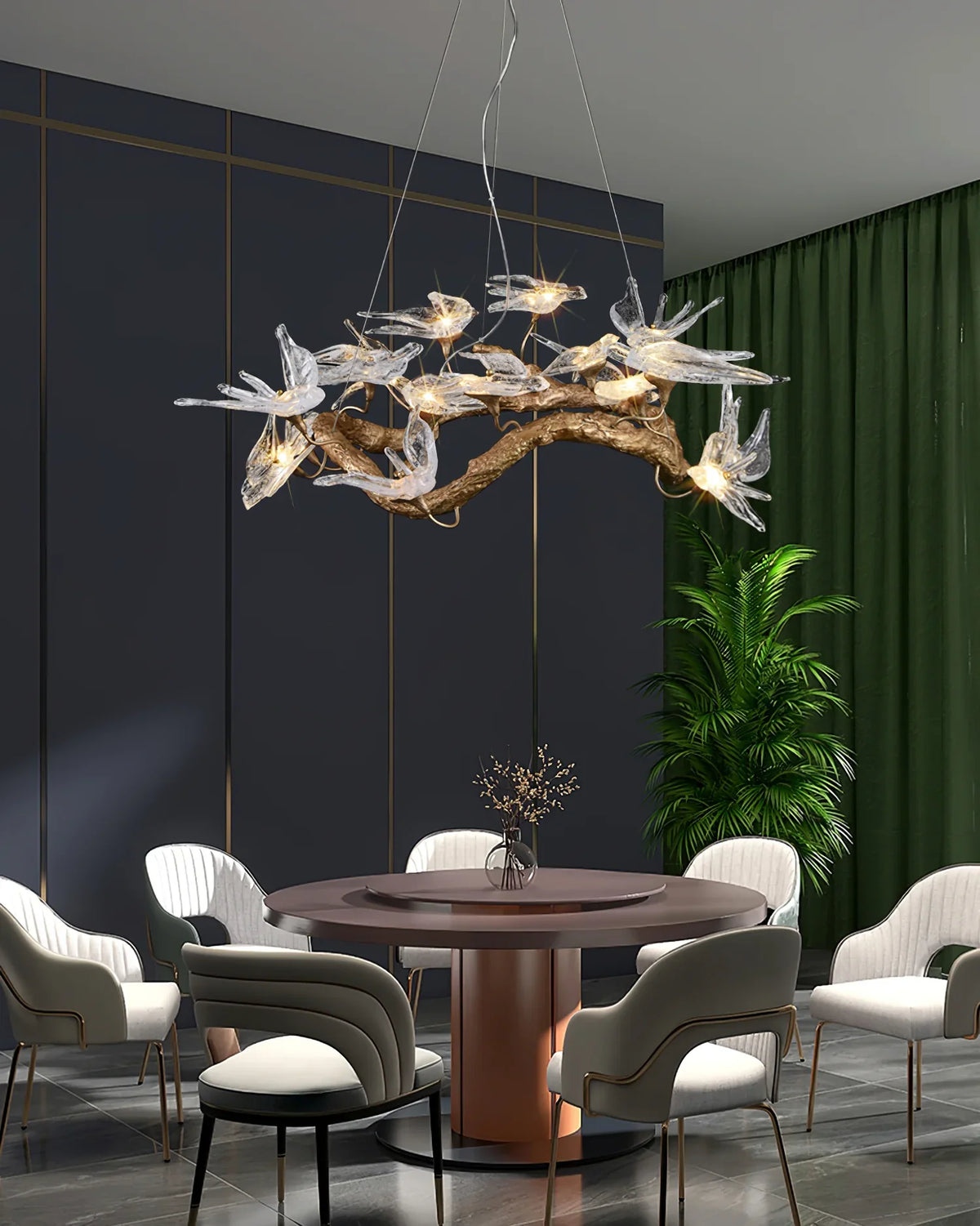 Swallow Chandelier – Modern Gold Ring LED Ceiling Light for Dining Room & Foyer