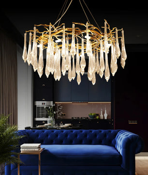 Teardrop Round Crystal Chandelier