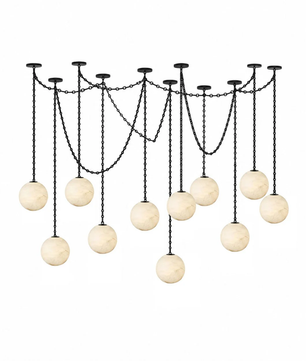 Alabaster Stone Sphere Multi-Light Chandelier