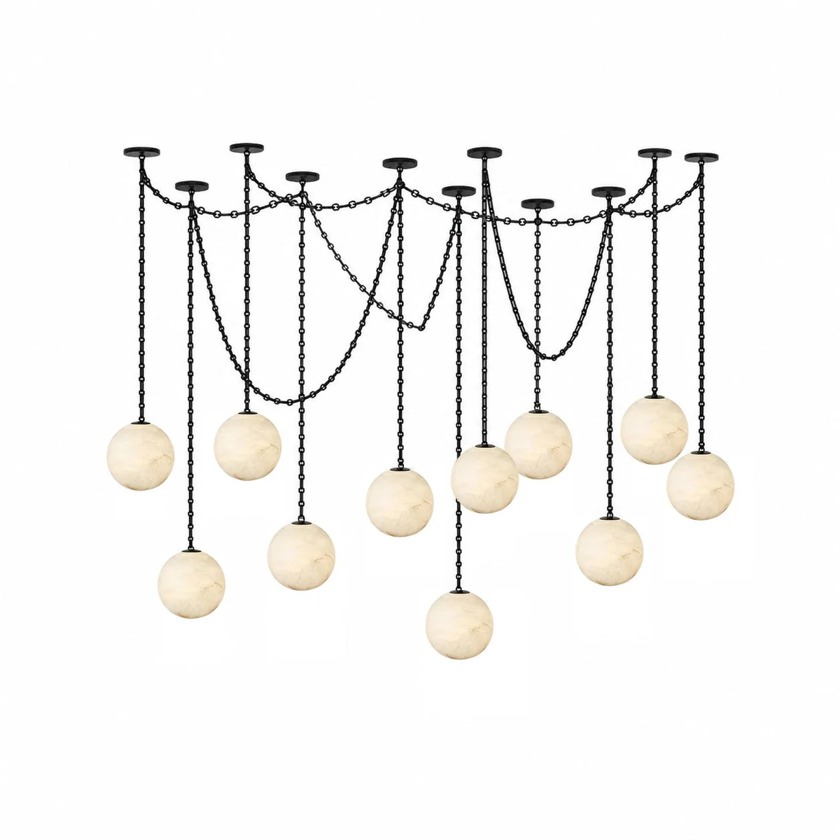 Alabaster Stone Sphere Multi-Light Chandelier