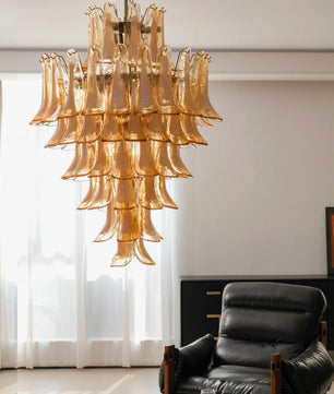 Amber Cloud Murano Glass Petals Chandelier