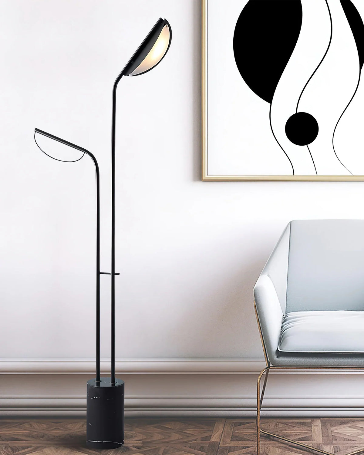 Filo Floor Lamp – Modern Artistic Glass Bead Standing Lamp for Living Room, Black & White
