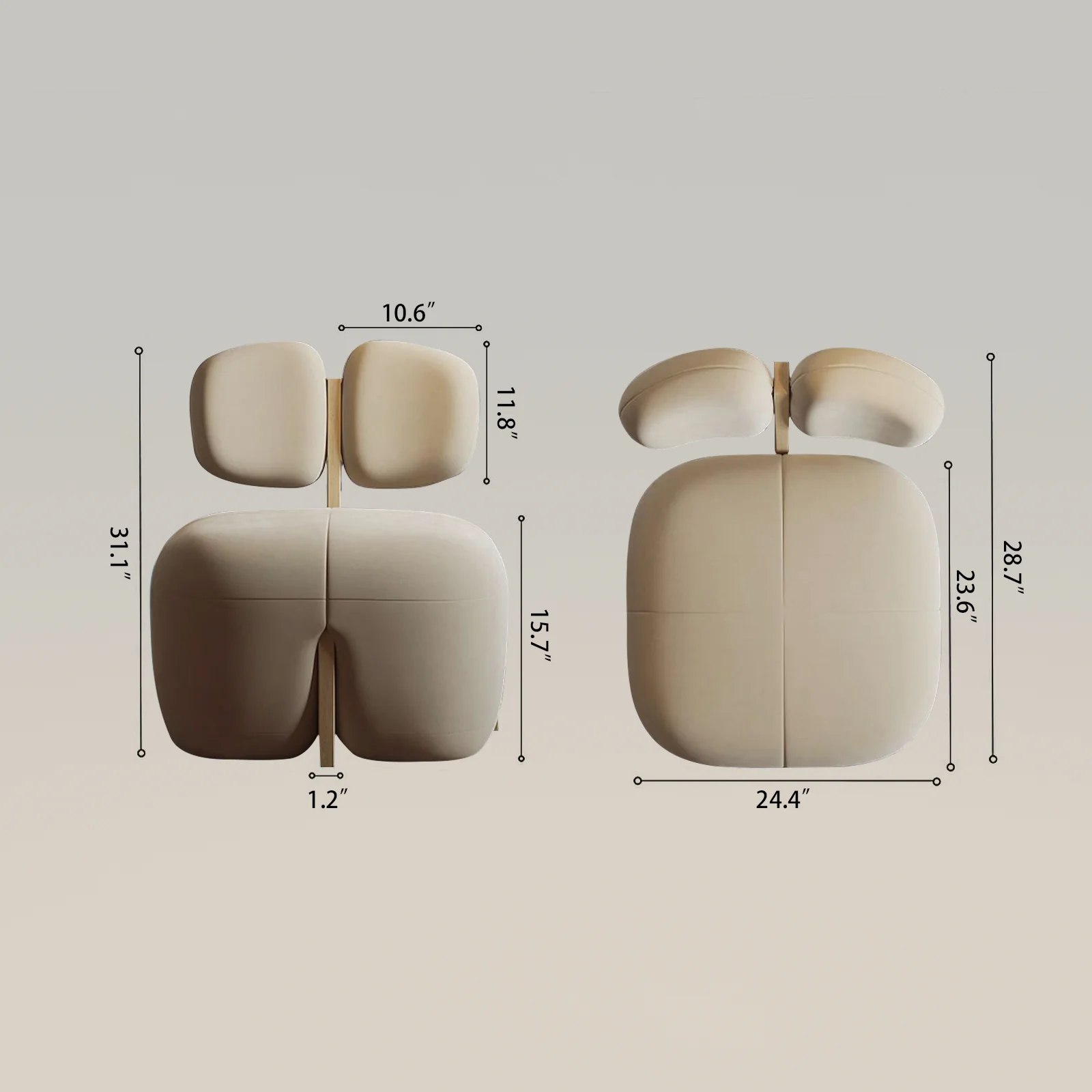 Minimalist Wabi-sabi Cream Sofa Chair