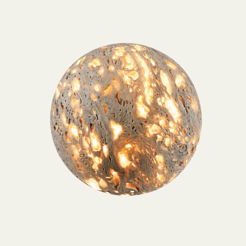 Aura Yellow Travertine Orb Sconce