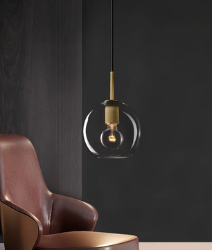 Brass & Clear Glass Pendant Light