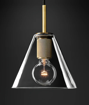 Brass & Clear Glass Pendant Light