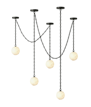 Alabaster Stone Sphere Multi-Light Chandelier