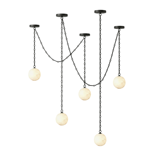 Alabaster Stone Sphere Multi-Light Chandelier