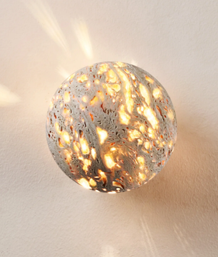 Aura Yellow Travertine Orb Sconce