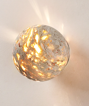 Aura Yellow Travertine Orb Sconce