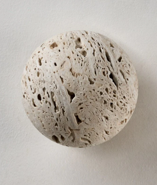 Aura Yellow Travertine Orb Sconce