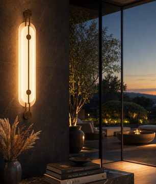 Architectural Alabaster Capsule Bronze Sconce