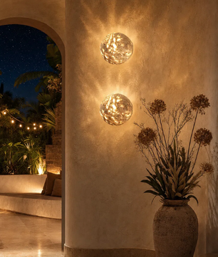 Aura Yellow Travertine Orb Sconce