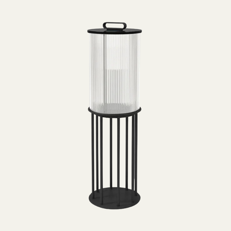 Line Glass Lantern Solar Floor Lamp