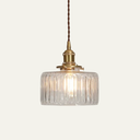 Vintage Cylinder Ribbed Glass Pendant Light